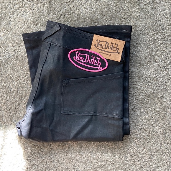 VON DUTCH Black Wax Denim Jeans - Picture 1 of 3